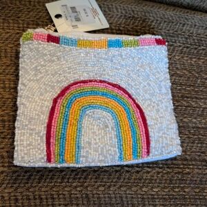 Beaded Rainbow Coin Purse - White Background